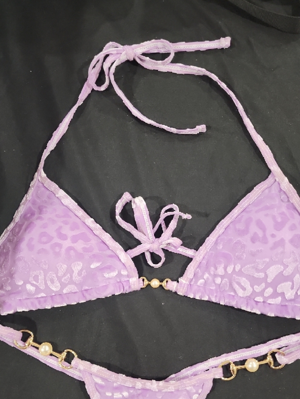 Lilac Animal-Print Triangle Bikini Set - Women's Swim - Picture 2 of 7